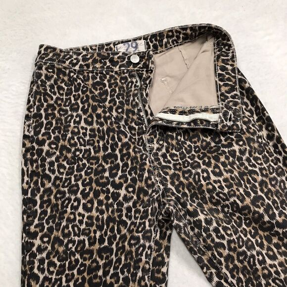 WE THE FREE People Wide Flare Jean Women 29 Reg (26x30) Leopard Print Stretch - Picture 4 of 16